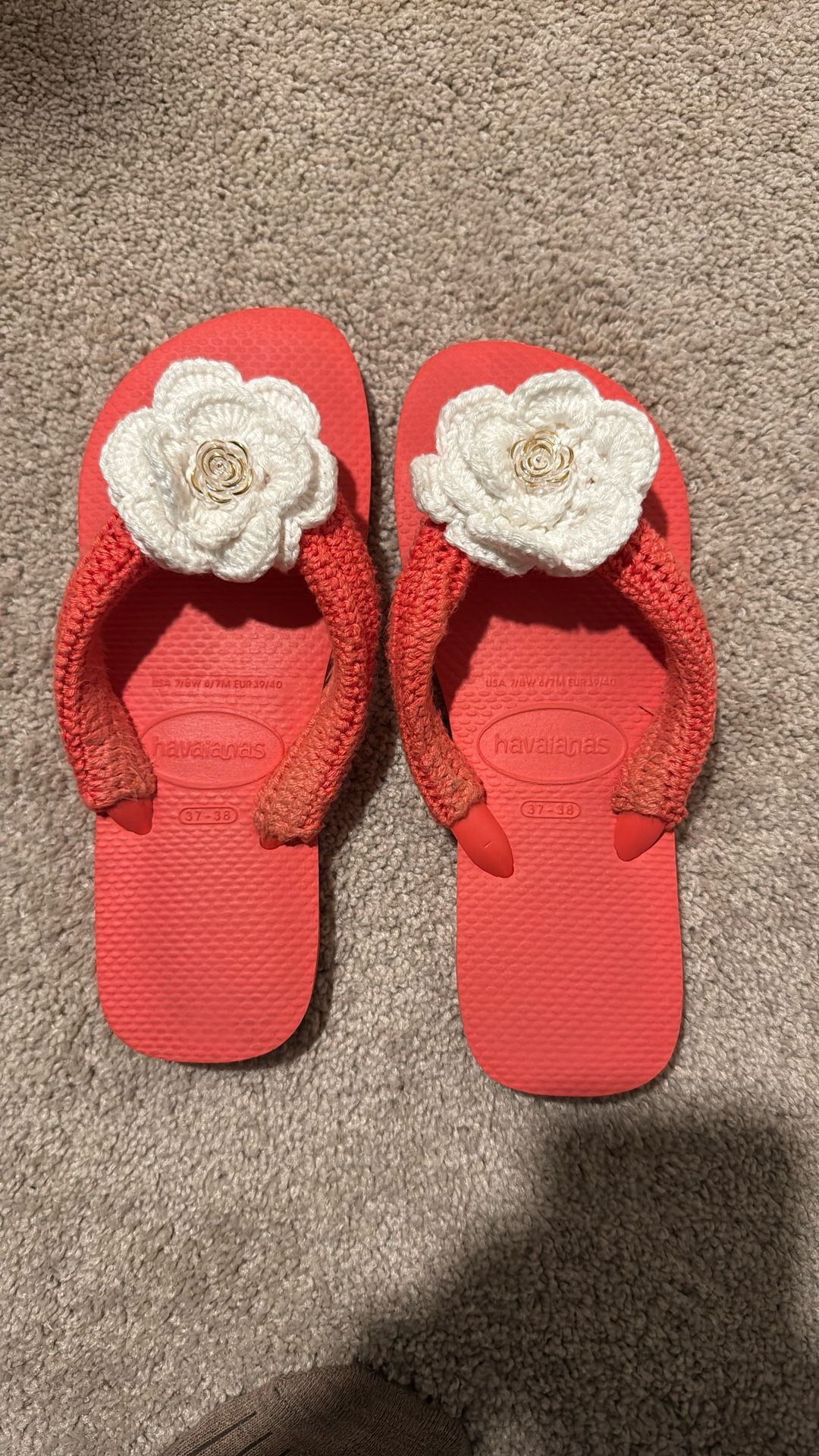 Havaianas Slippers With Crochet Handmade