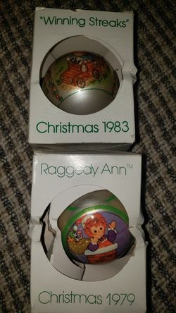 Lot Of 2 Vintage Christmas Ornament Raggedy Ann 1979 & 1983