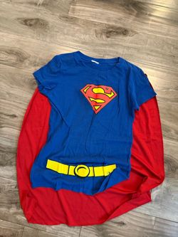 Superman Costume T-Shirt with Cape adult size S/M