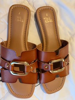 NEW - Time and Tru Brown Slide Sandals Size 7