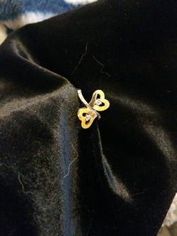 Silver 925 ring with gold top layer on the heart
