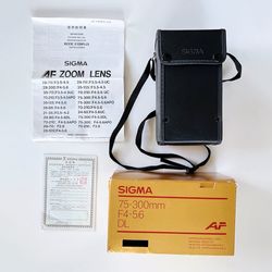 Vintage Auto Focus Zoom Camera Lens with Original Lens Cap, Case, Box (75-300mm)