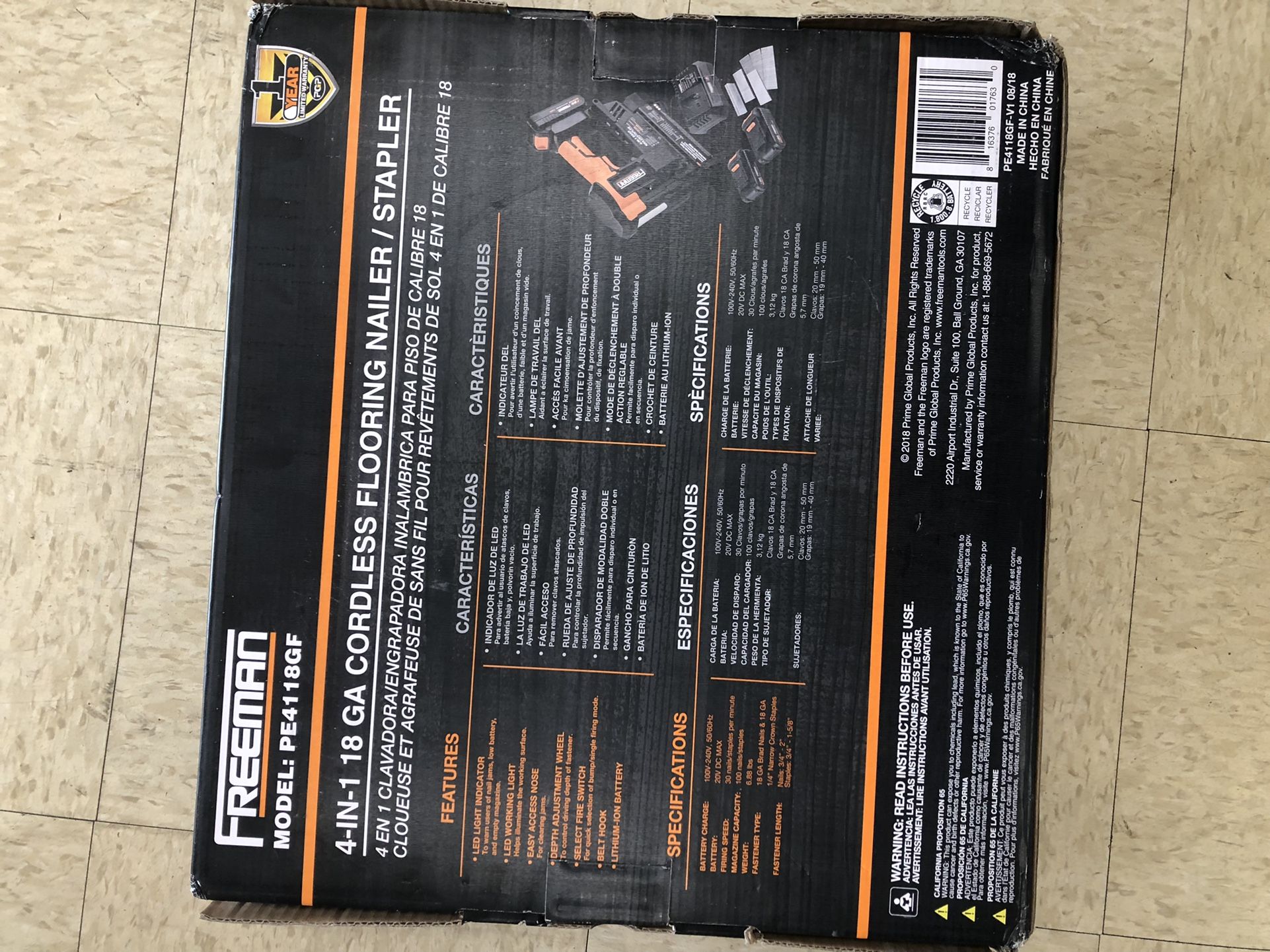 Freeman 4-in-1 18ga Cordless Flooring Nailer / Stapler