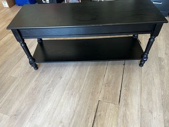 Black Wood Console Table with Lower Shelf