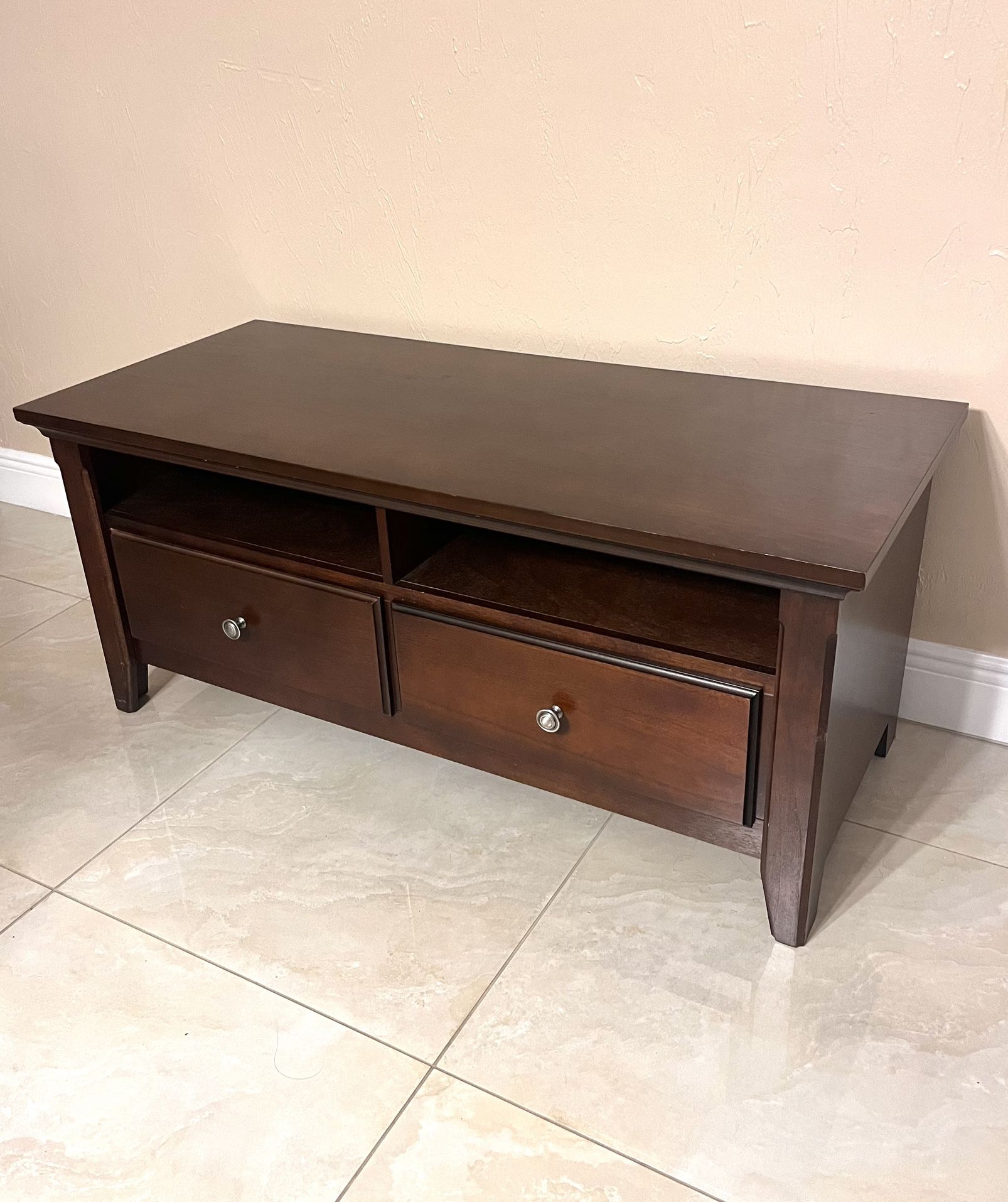 Tv Stand Entertainment Center Tv Console Brown Real Wood 
