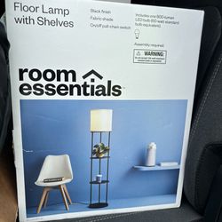 Floor Lamp With Shelves Black
