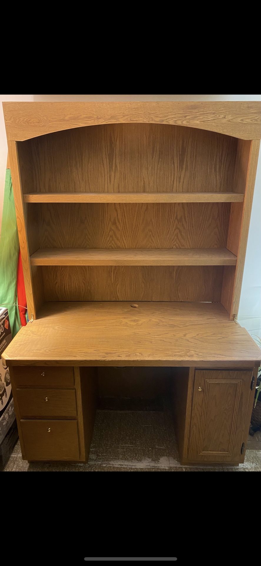 Solid Oak Desk Hutch