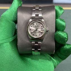 Rolex State just 26 mm oyster band, fluted bezel Roman silver dial with box and papers 2006