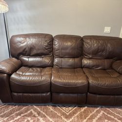 Leather Brown Couches Set Of 2