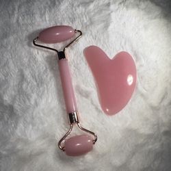 Pink Color Roller and Gua Sha Set Anti Aging Face Massager Set