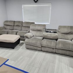 2 Recliner Sofa and Ottoman 