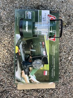 Coleman 2 Burner Stove, Battery Lantern And Propane Lamp