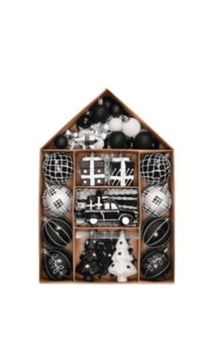 70 CT Christmas Ornaments. Black And White. New