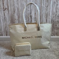 Michael Kors Tote Bag With Matching Cosmetics Bag 