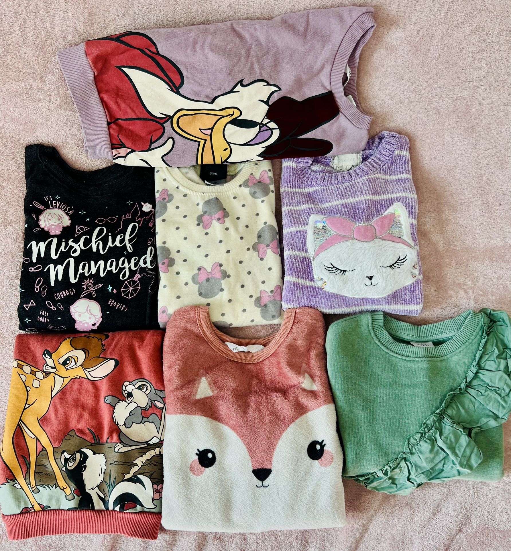 Bundle of Girls Fleece-Lined Sweatshirts โ Size 5/6