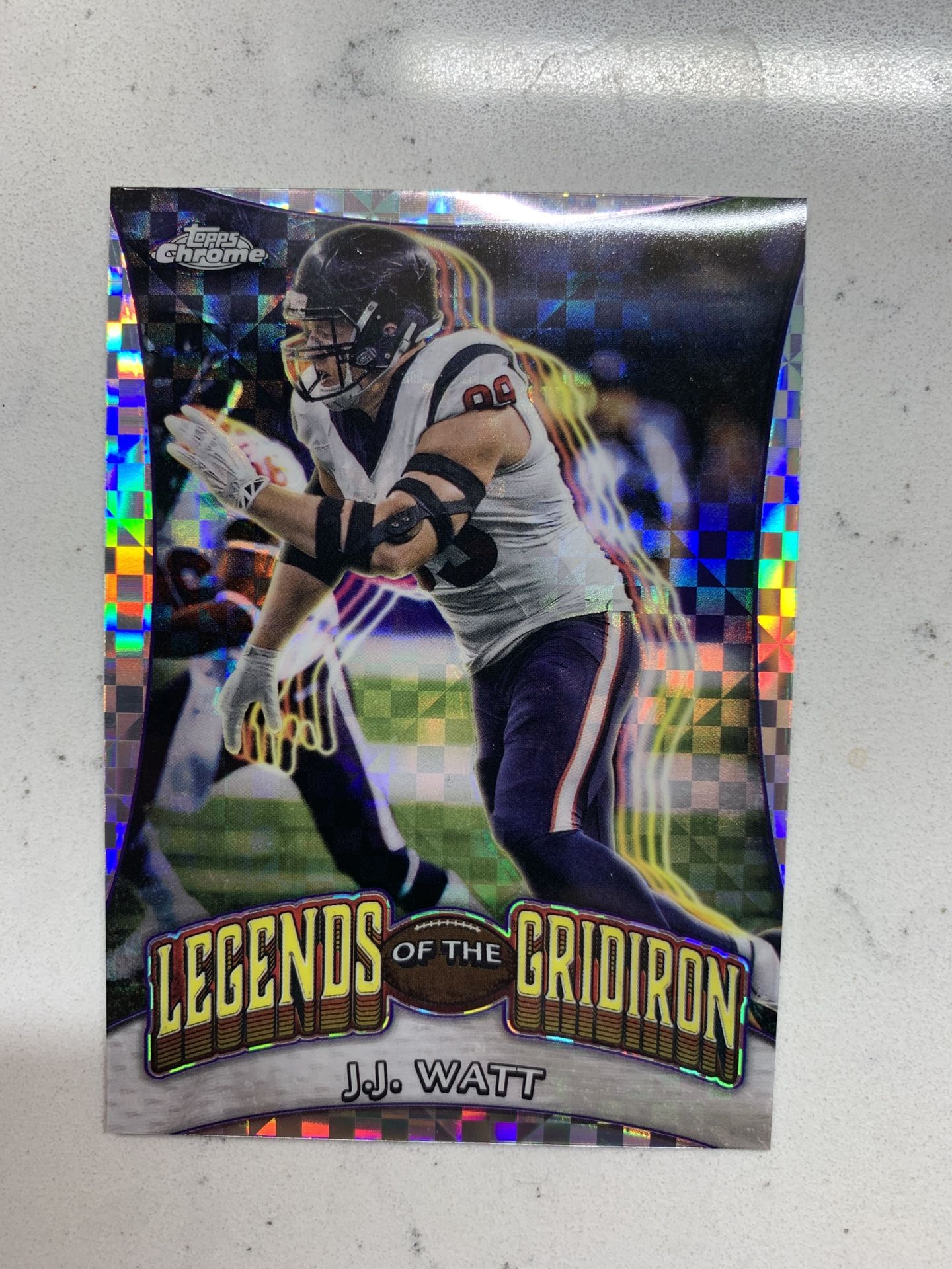 2024 Topps Chrome #LOG-25 J.J. Watt Legends of the Gridiron X-Fractor card