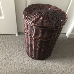 wicker laundry basket, height 19, diameter 14.5