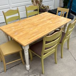 Wood Table With 6 Chairs