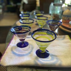 Hand Blown  Margarita Glasses Set Of 9