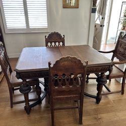 Antique Dining Table With Four Chairs