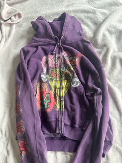 4 am four am clown jester 44 jackpot crop hoodie red green purple white size medium