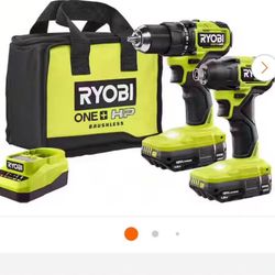 RYOBI ONE+ HP 18V Brushless Cordless Compact 1/2 in. Drill and Impact Driver Kit with (1) 2 Ah Ba