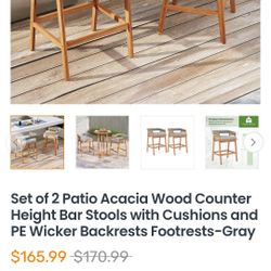 Wood Countertop High Barstools