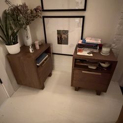 Two Walnut Nightstands