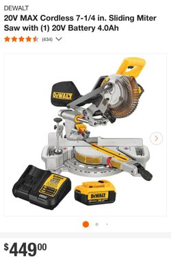 20v max cordless 7-1/4 in. sliding miter saw with (1) 20v battery 4.0ah