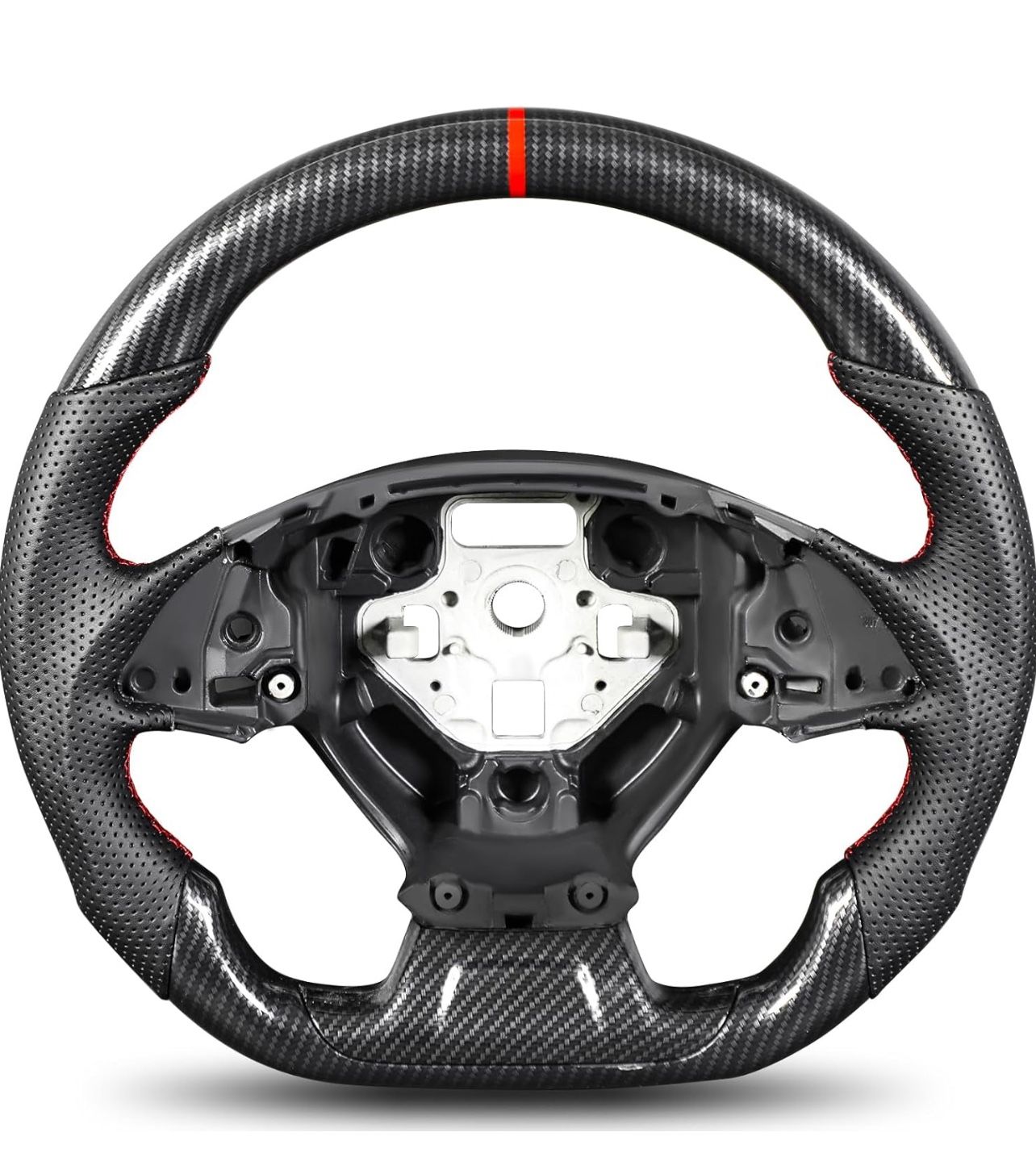 Steering Wheel for Chevrolet Camaro 2016–2024 Hydro-Dip Carbon Fiber with D-Shaped Flat-Bottom Perforated Leather Grip Hand-Stitched Steering Wheel Co