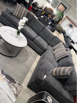 Long “L” Shape Sectional 🩶 Grey Fabric