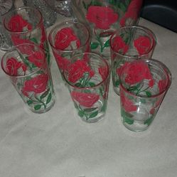 Vintage Pitcher And Glass Set 