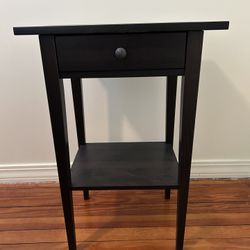IKEA Hemnes Side Table Nightstand Black Brown Wood Drawer