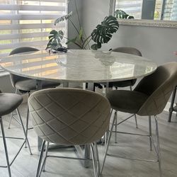 Round High Top dining table With Chair 