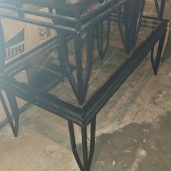 Black Metal Glass Coffee Table 3-piece Set