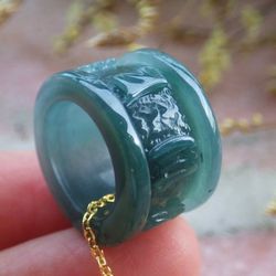Certificate Jadeite Mantra Bead circle Green Natural A Green Tralucent Lulutong Jade every path is smooth Pendant