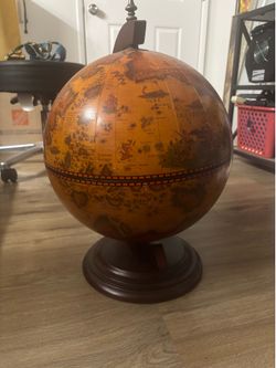 vintage-style tabletop globe bar cabinet