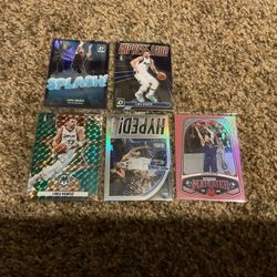 5 Luka Doncic Purple, Silver & Green Prizm + Pink Foil Basketball Cards Dallas Mavericks Superstar 