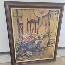 Vintage Norman Rockwell Spring Flowers Oil Painting on Canves 