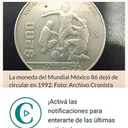 Coin $200  copa mundial futboll 1986moneda  de