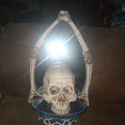 Mirrored Skull Candle Holder, Wall Hanging 12"x16"