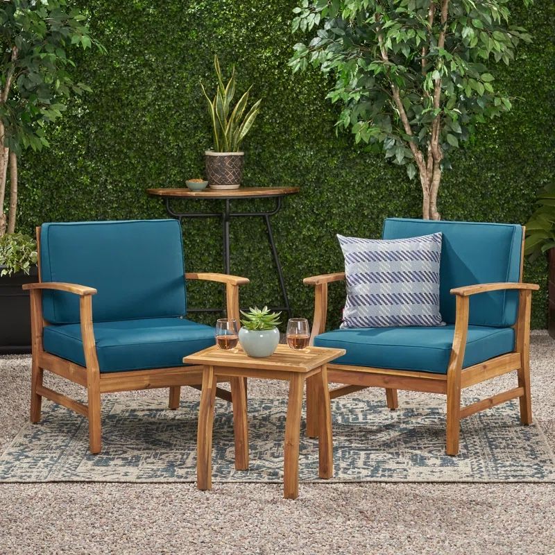 Bevelyn Acacia 2 Person Patio Set - Wood Finish