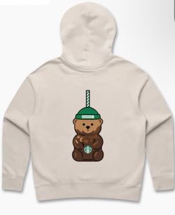 Starbucks Bear Graphic Hoodie Womens Size L NWT