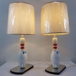 Mid century vintage Bowling pins table lamps