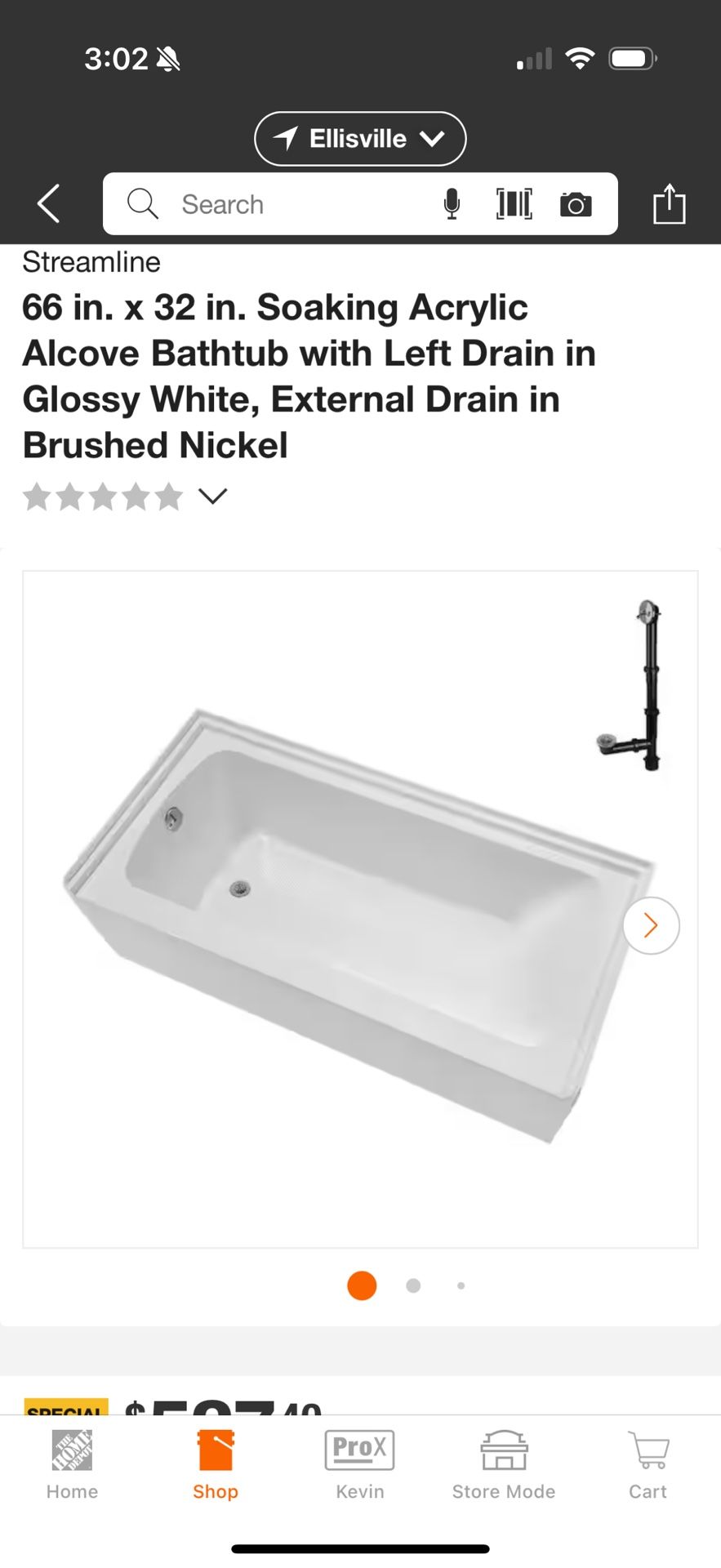Streamline Alcove Bathtub
