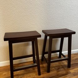 Wood Saddle Seat Barstool 24 Inches 