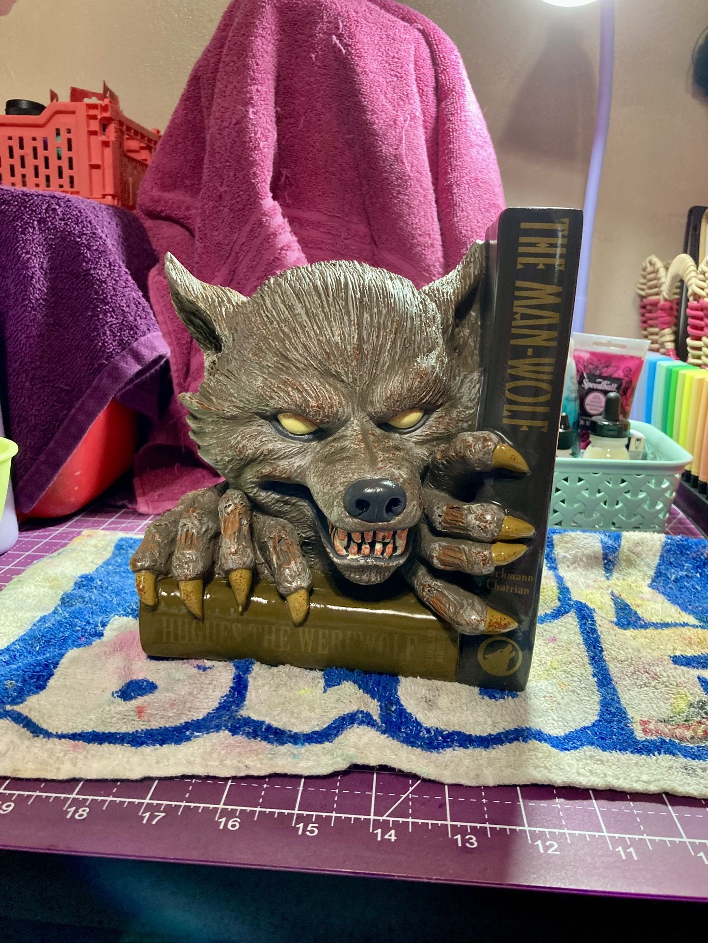 Wolf Man Book End Bust Sculpture