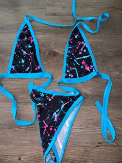 Triangle Bikini Set Paint Splatter Print