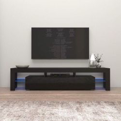 ❤️‍🔥 $B Meble Furniture Milano 200 Modern High Gloss TV Stand — LED Lighting — 79in, Fits TVs up to 90in — Black/Black $110