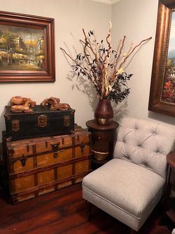 ‼️TWO GORGEOUS ANTIQUE STORAGE TRUNKS Hand carved figures also for sale ‼️Please, check my other listings and FOLLOW